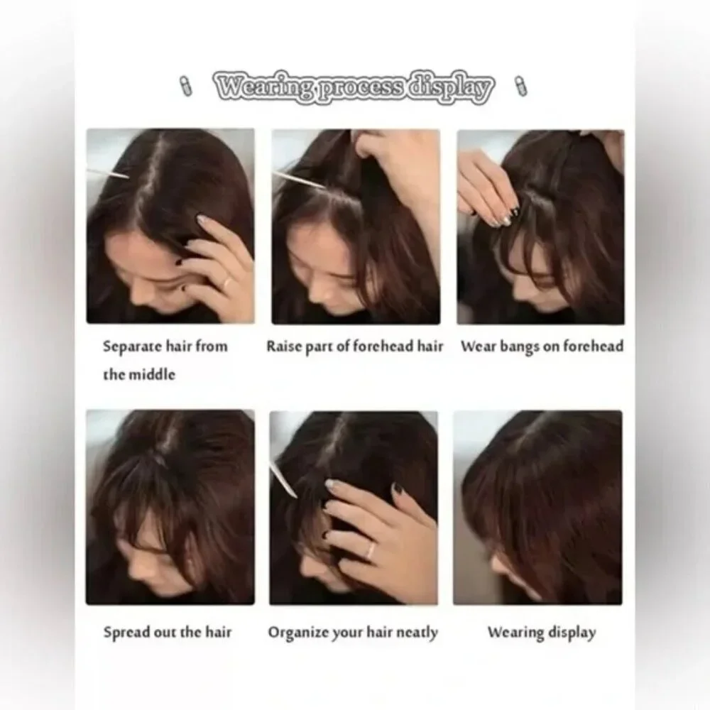 100% Human hair 1 Black Clip in Bangs
